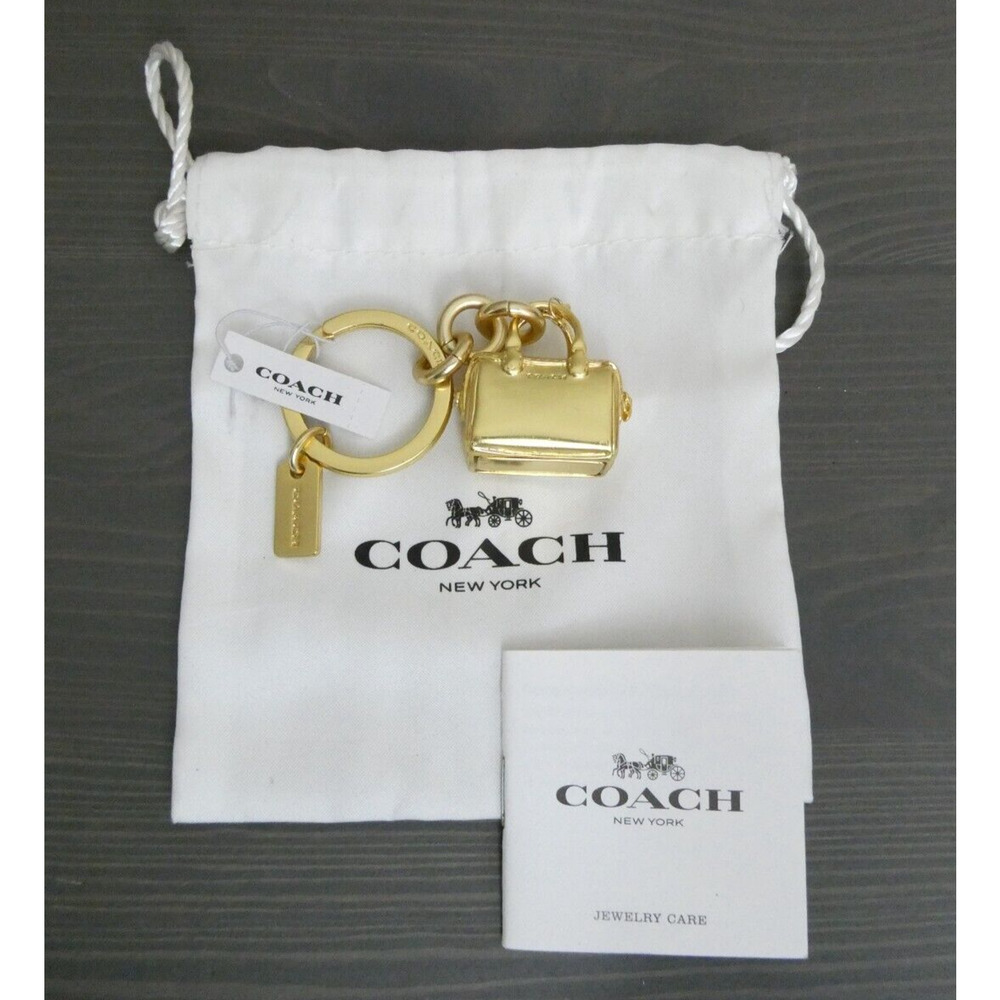 New Coach Mini Bennett Purse Gold Tone Key Chain Ring Charm w/Dust Bag